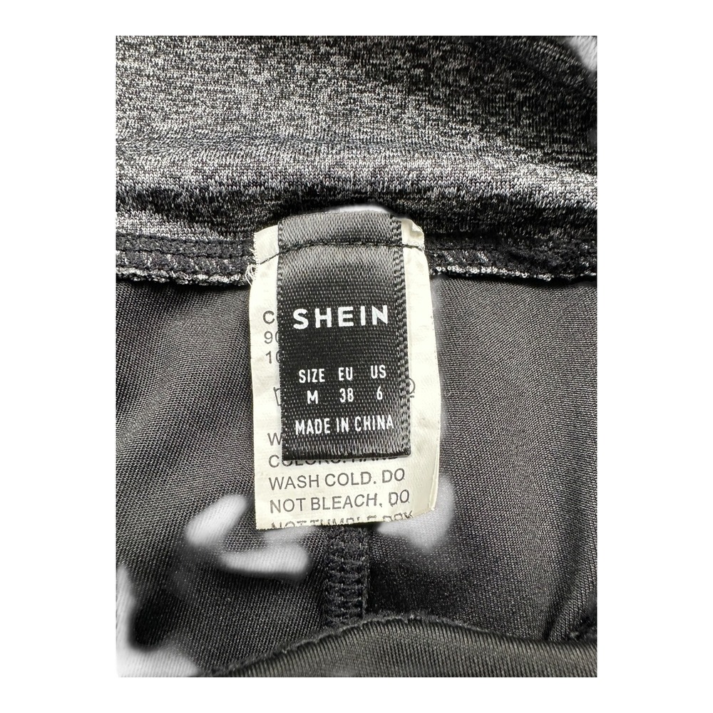 SHEIN Colorblock Athletic Leggings Black White Grey‎ Heathered Gym Workout - Picture 5 of 11